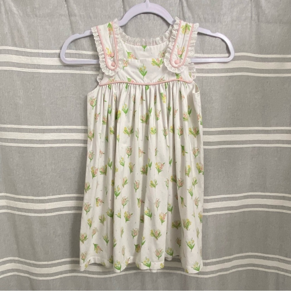 SHRIMP & GRITS KIDS / White Floral Print Dress Size 7